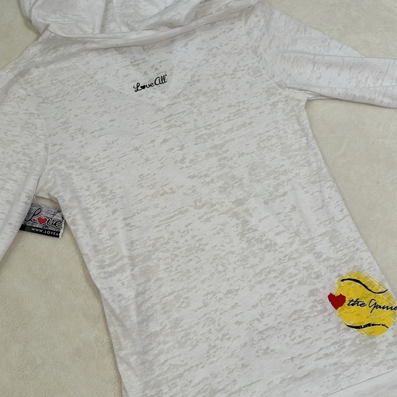 Love All Tennis Womens Burnout Hoodie Size Small in White - Picture 8 of 10